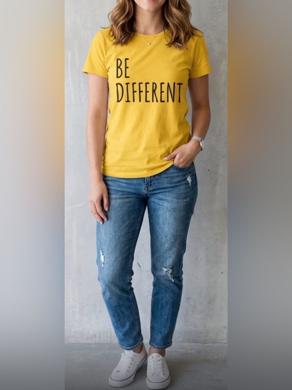 Be Different Graphic Short Sleeve Tee - Yellow